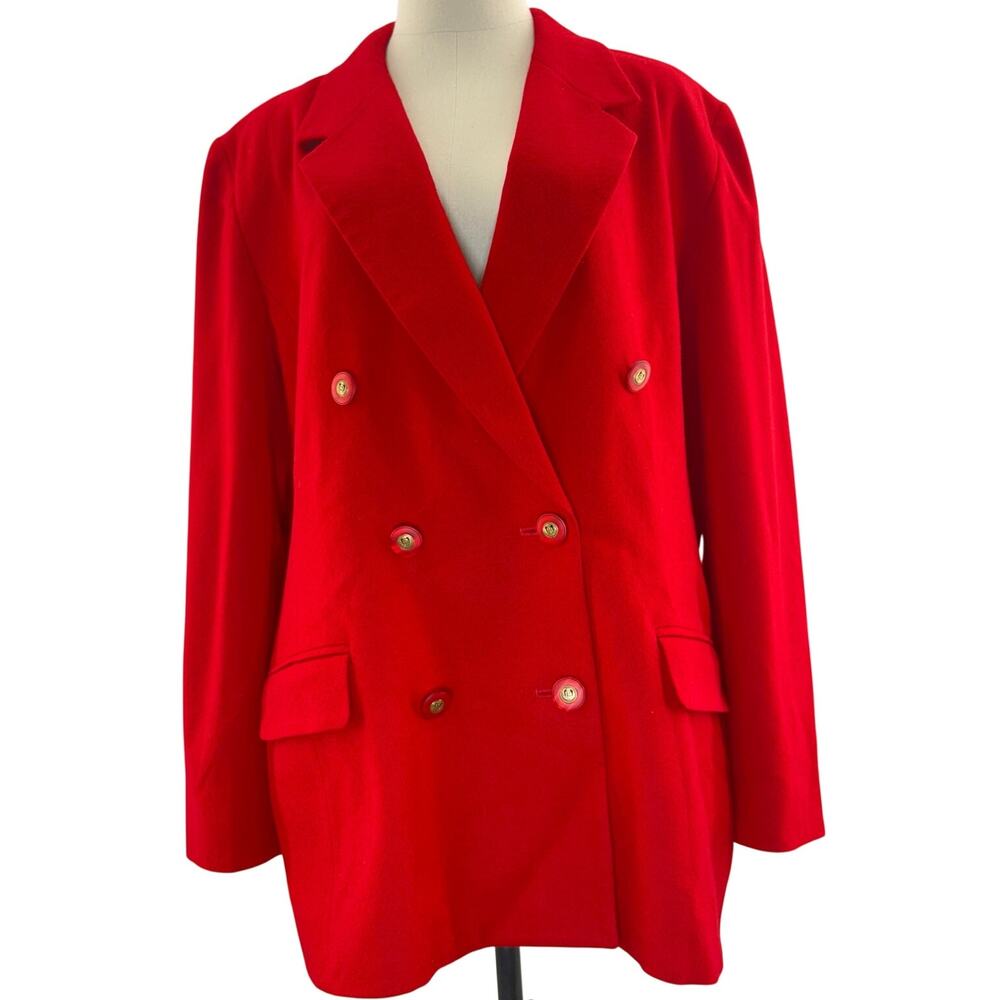 Vintage 90s Women's 16 Pendleton Blazer Red Woll Crest Buttons Made in USA